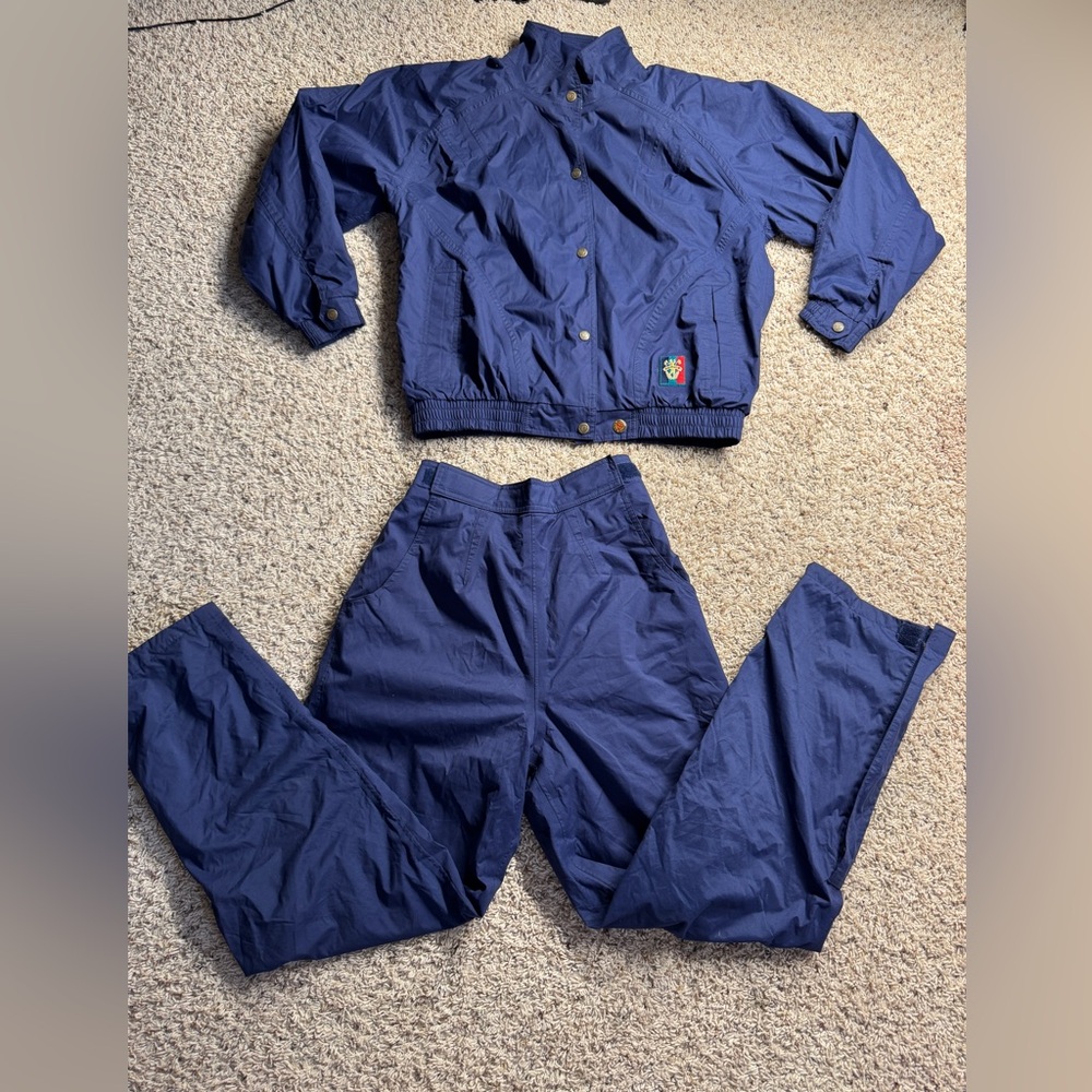 Sunice Womens Size S Golf Windbreaker Jacket Zip & Pants Navy Blue Matching Set